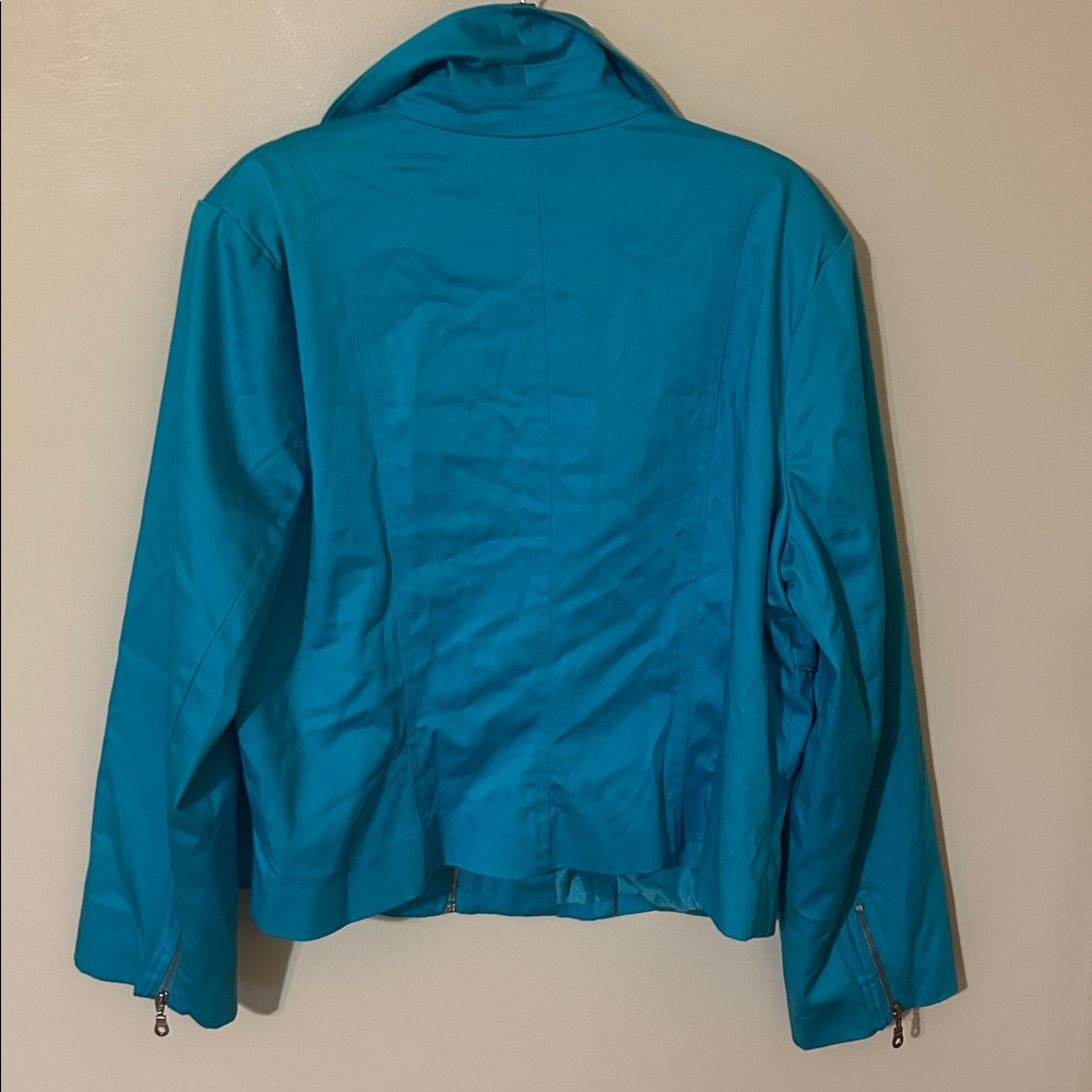 LANE BRYANT Turquoise Womens sz 20 Zippers Jacket - Picture 5 of 6